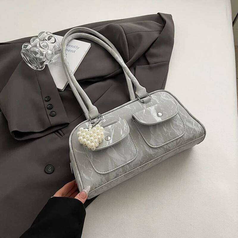 Women's Bags Designer Exquisite Double Pocket Women Pillow Shoulder Bags Embroidered Leather Commuter Tote Underarm Handbags Purse Bowling Bag