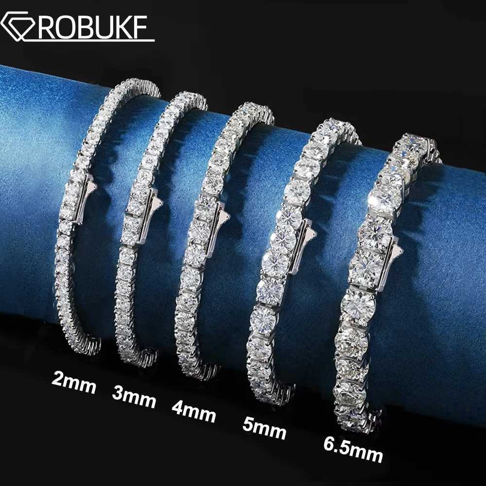 2-6.5mm Real Moissanite Tennis Bracelets for Women Men 925 Sterling Silver Plated White Gold Bracelet Sparkling Wedding Jewelry W250526