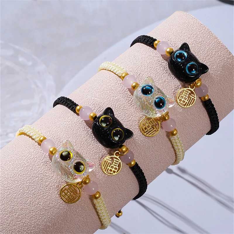 Cute Big Eyes Cat Adjustable Bracelet Couple Friendship Unique Elegant Fashion Jewelry Cat Charm Bracelet Gift W250526