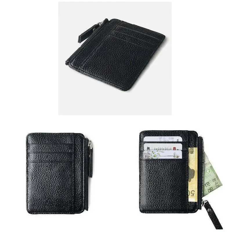 1PCS Mens Ultra Thin Mini Business Bank Holder Wallet Simple Black Women Small Coin Cards Cover Pouch Case Bag Z250527