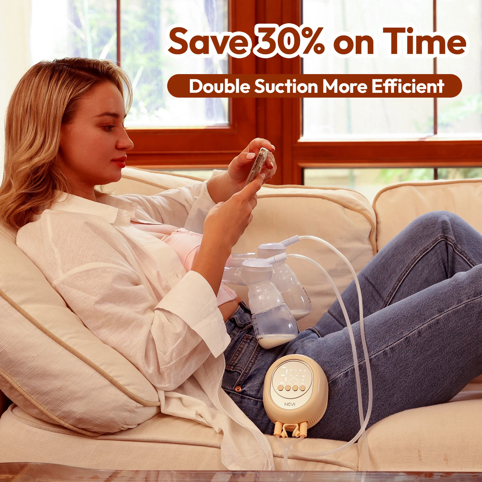 NCVI Double Electric Breast Pump with 4 Modes 9 Levels24mm Flanges PartsNonSpillLow noiseBPAfreeComfortable breastfeed 250527