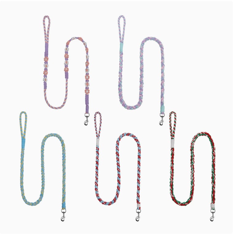 Charming DIY Canine Lead Crafted by Hands - Durable Multicolor Outdoors Companion