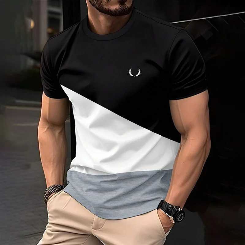 Simple Contrasting Colors T Shirts For Men Fashion Summer Short Sleeve 3D Printed T-shirts Casual Loose Daily Wear Tees Z250527