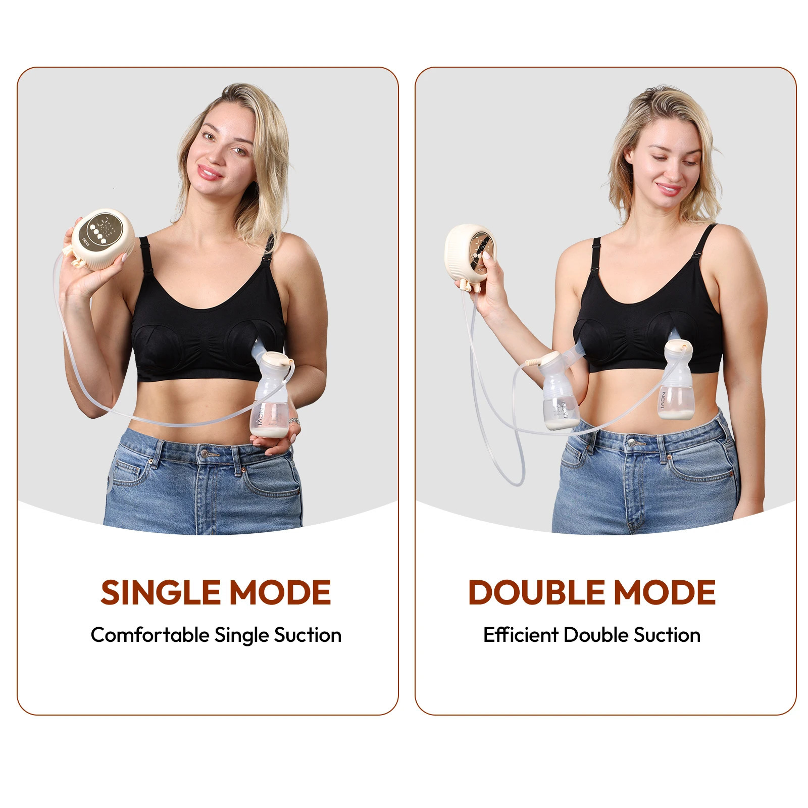 NCVI Double Electric Breast Pump with 4 Modes 9 Levels24mm Flanges PartsNonSpillLow noiseBPAfreeComfortable breastfeed 250527