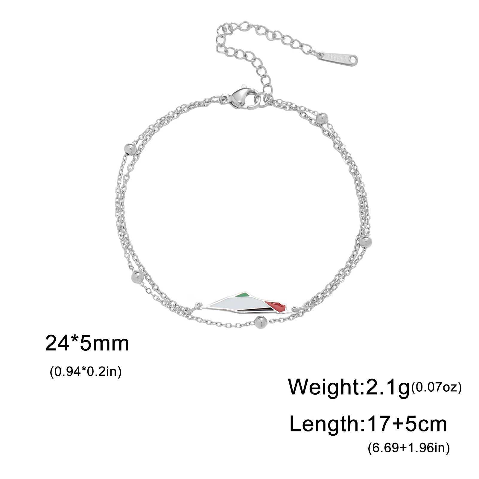 COOLTIME Palestine Map Charm Women Bracelets Stainless Steel Adjustable Double Layer Men Geography Bracelet Jewelry Wholesale W250526