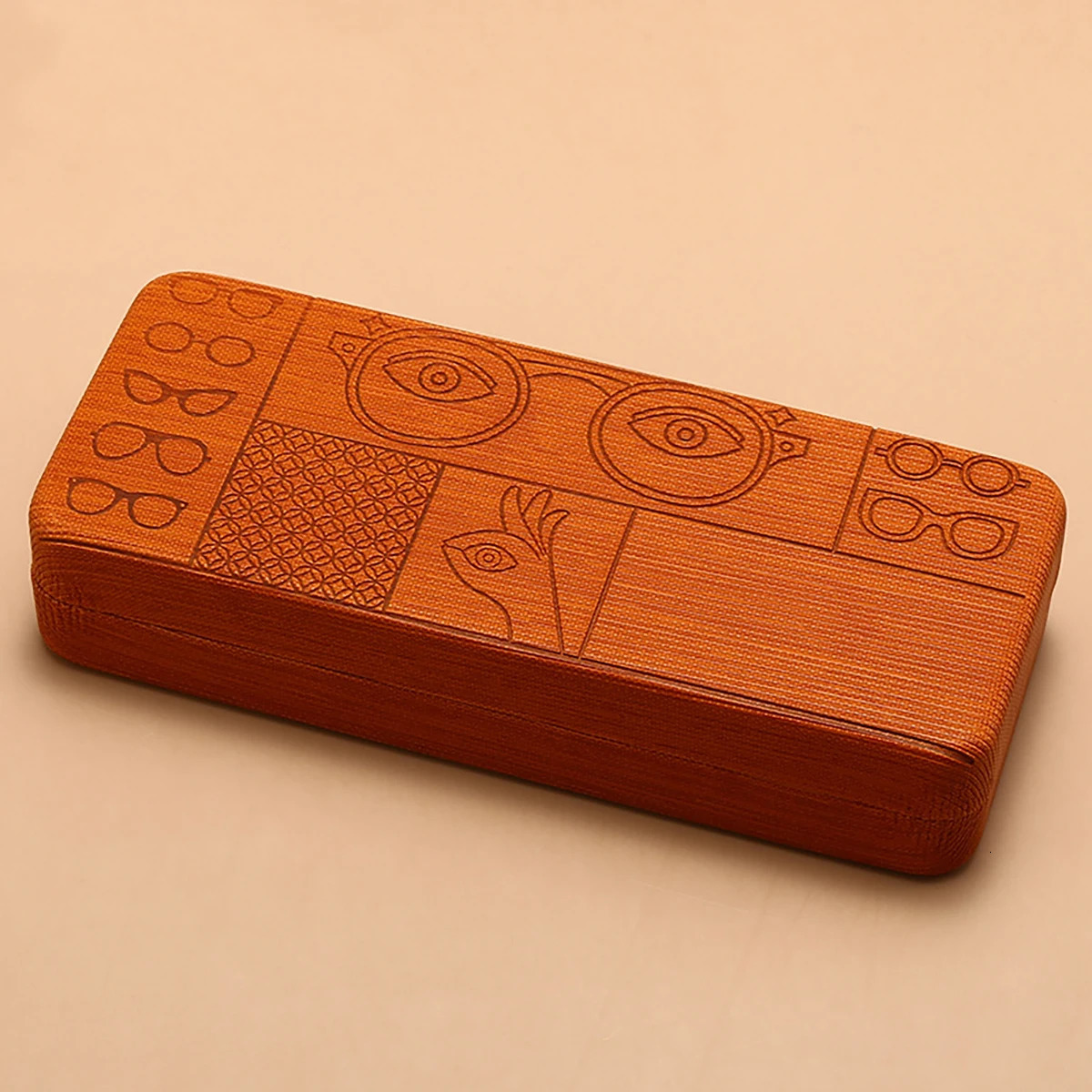 1pc Geometric Pattern Glasses Case Portable Stylish Square Eyewear Holder with Embossed s for Men's Fashion Accessories 250523