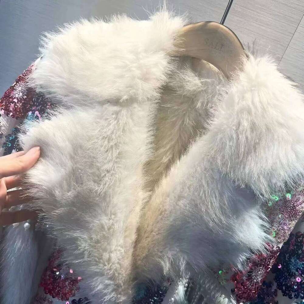 Faux Mink Fur Coat for Women, Sequins Jacket, Loose Long Overcoat, Thick Warm Female Clothing, New Fashion, High Quality, Winter