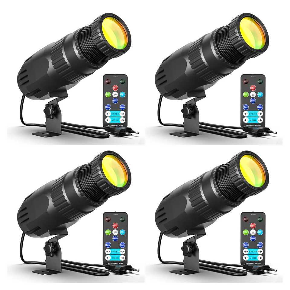 Yiflamefly 4Pcs 10W LED Pinspot Stage Light RGBW Manual Focus Mini Pinspot Light For DJ Disco Wedding Party Bar Club Show XJ250527