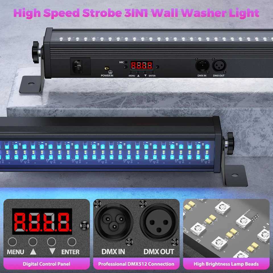 UKing 2Pcs 120W Wall Wash Light Bar RGB 336 LEDs Stage Lights 7000lm Wallwasher Lights For Home Nightclub Wedding Party Show XJ250527