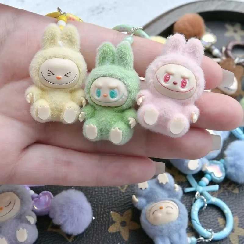 Hot Sale Labubu Series Cute Keychain Cartoon Creative Three-Dimensional Doll Student Schoolbag Pendant Car Keyring Toy Kid Gift W250526