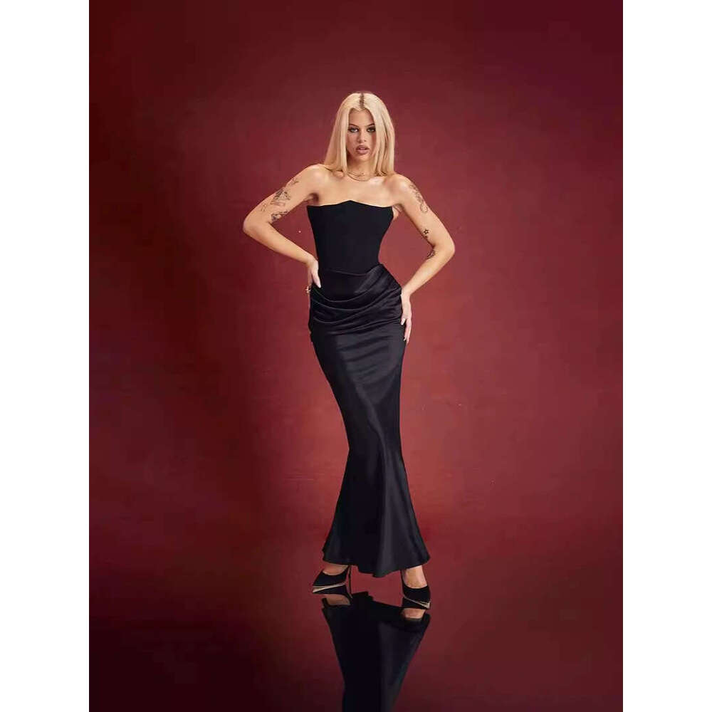 New Autumn Winter Fashion Women's Fashionable Strapless Sexy Backless Slim Evening Dress Women