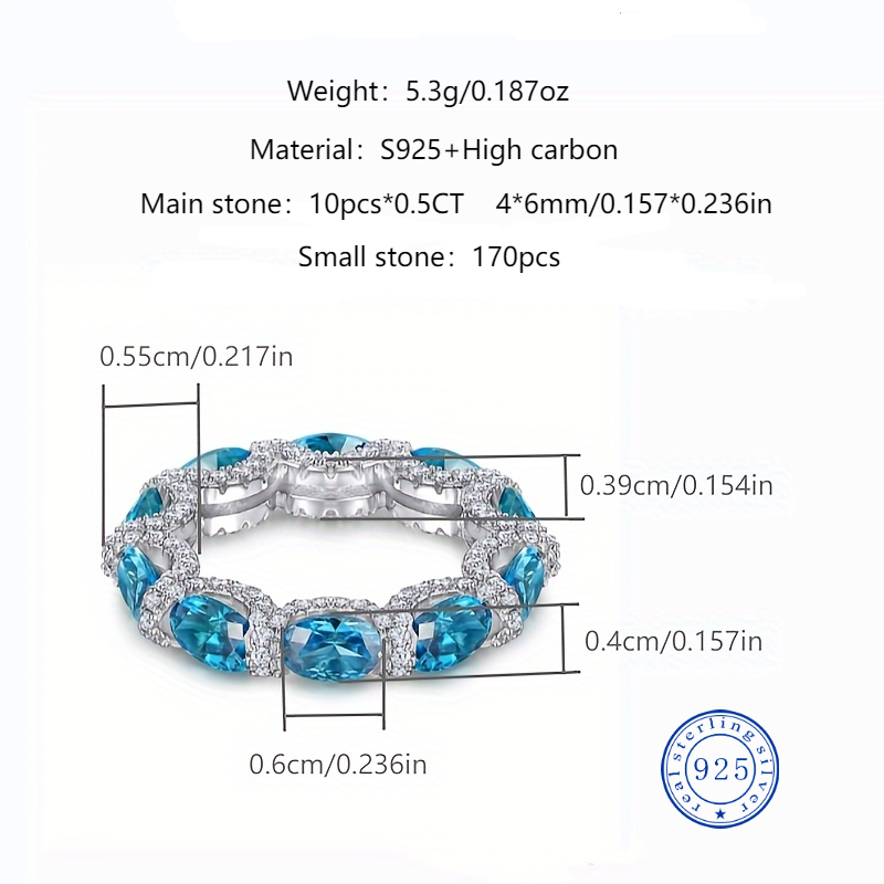S925 sterling silver circular setting with elliptical diamonds, imitation high-carbon diamond band ring, fashionable and unique ring, pendant dual-use