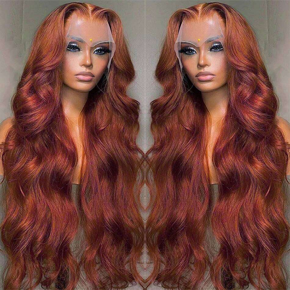 Reddish Brown Body Wave Human Hair 13x4 13x6 Transparent Lace Frontal Wig 4x4 Closure Glueless Wigs For Women