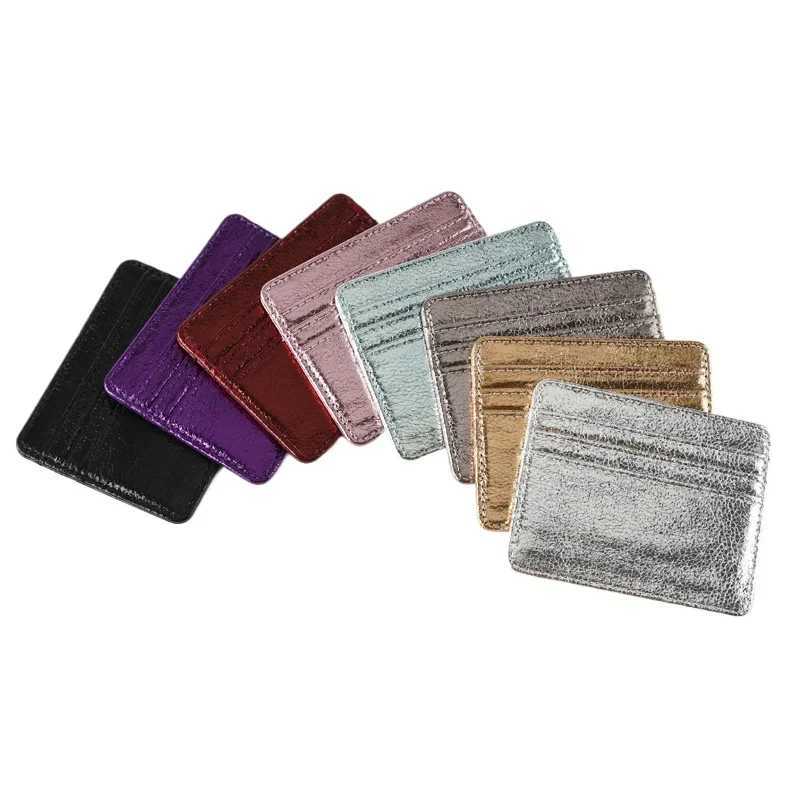 Ultra Thin Cards Bag Gold Silver Black Multi Slot Card Sleeve PU Leather Holder ID Holder Badge Holder Bus Card Case Z250527