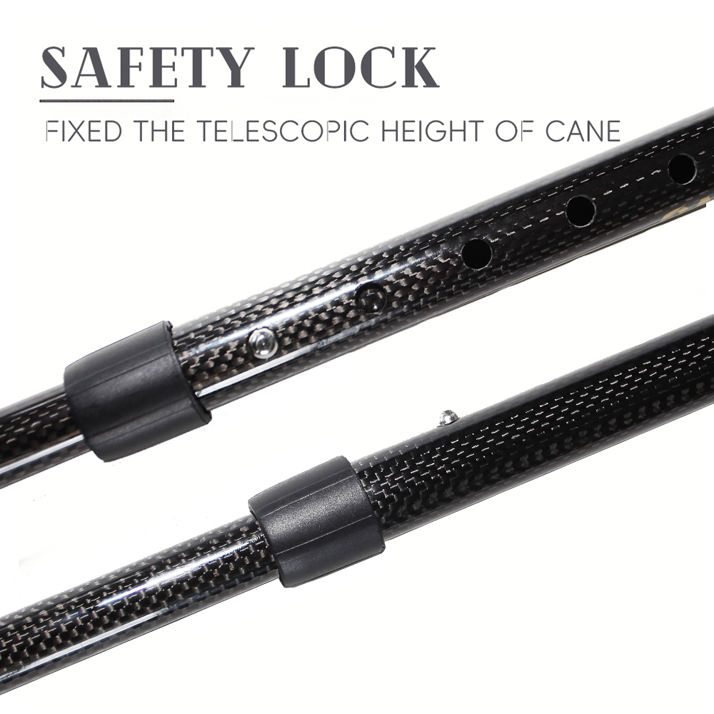Tactile Adjusting Hiking Sticks Crafted from Premium Carbon Fibre w/ Secure Wooden Tips