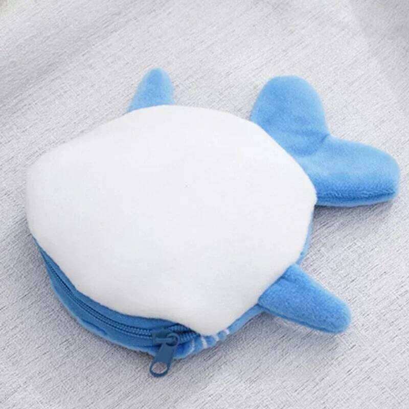 Women Shark Money Card Key Earphone Purse for Small Things Organizer Pouch Zipper Cute Plush Fish Coin Wallet Bags