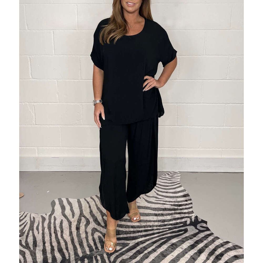 2025 Hot Item Women's Fashion Casual Loose Plus Size Set Short Sleeve