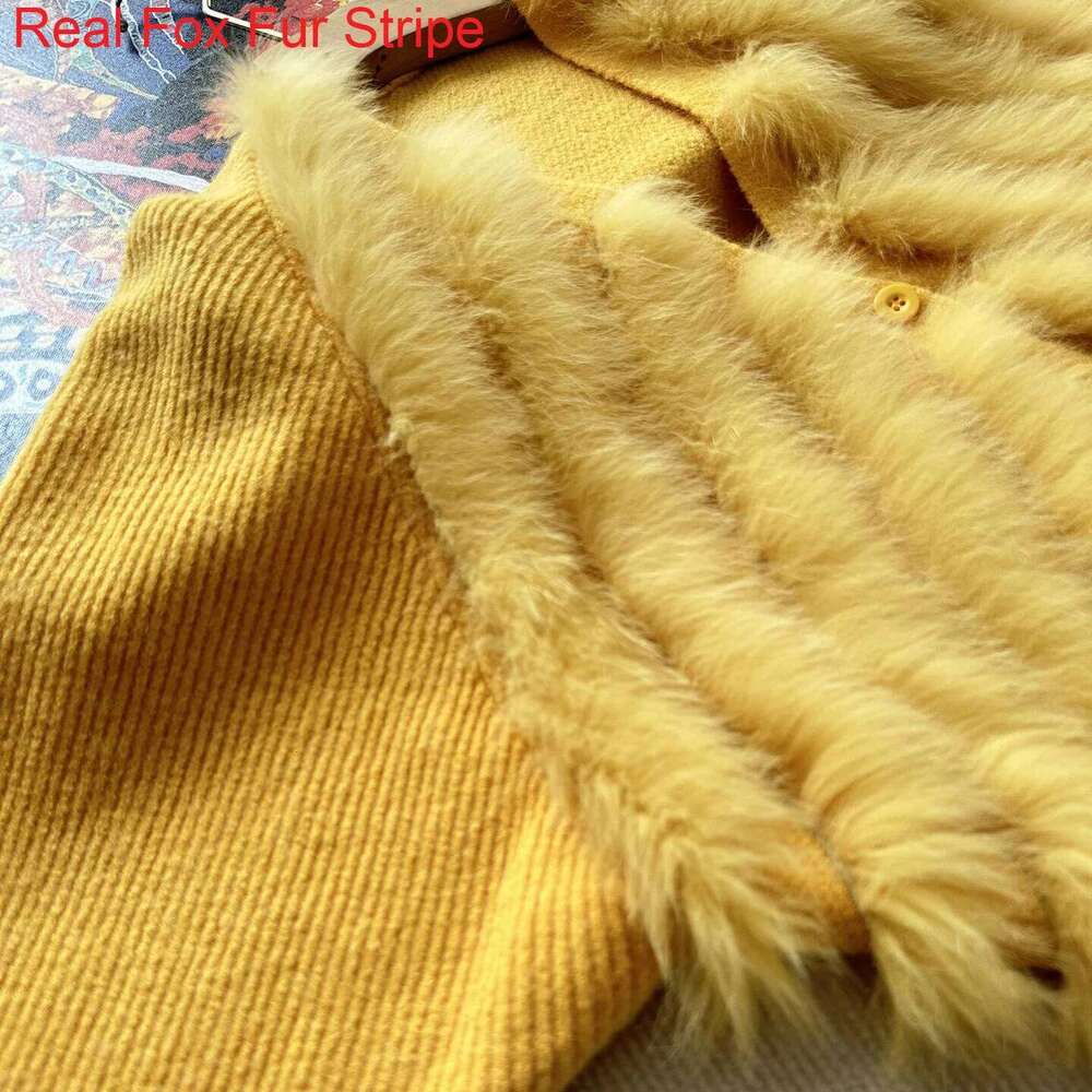 2024 New Autumn Fox Stripe Cardigans Women Elegant Batwing Long Sleeves Real Fur Trim Knitted Cardigan Sweater Outwear