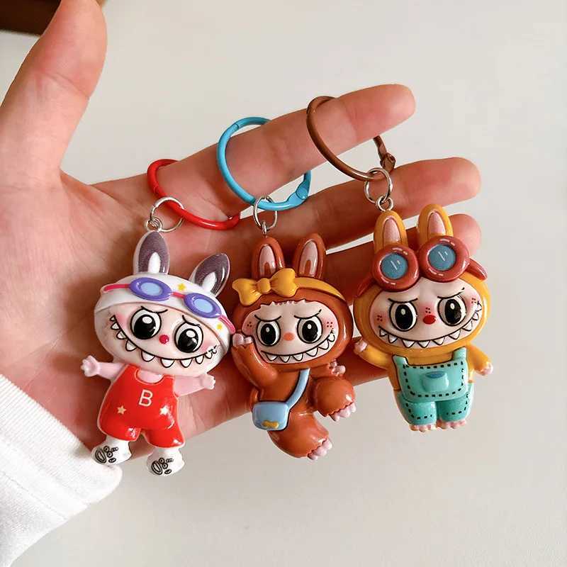 New Resin Sports Leisure Labubu Keychains For Women Y2k Bag Pendant Couple Car Key Chains Jewelry Gift Decoration Accessories W250526