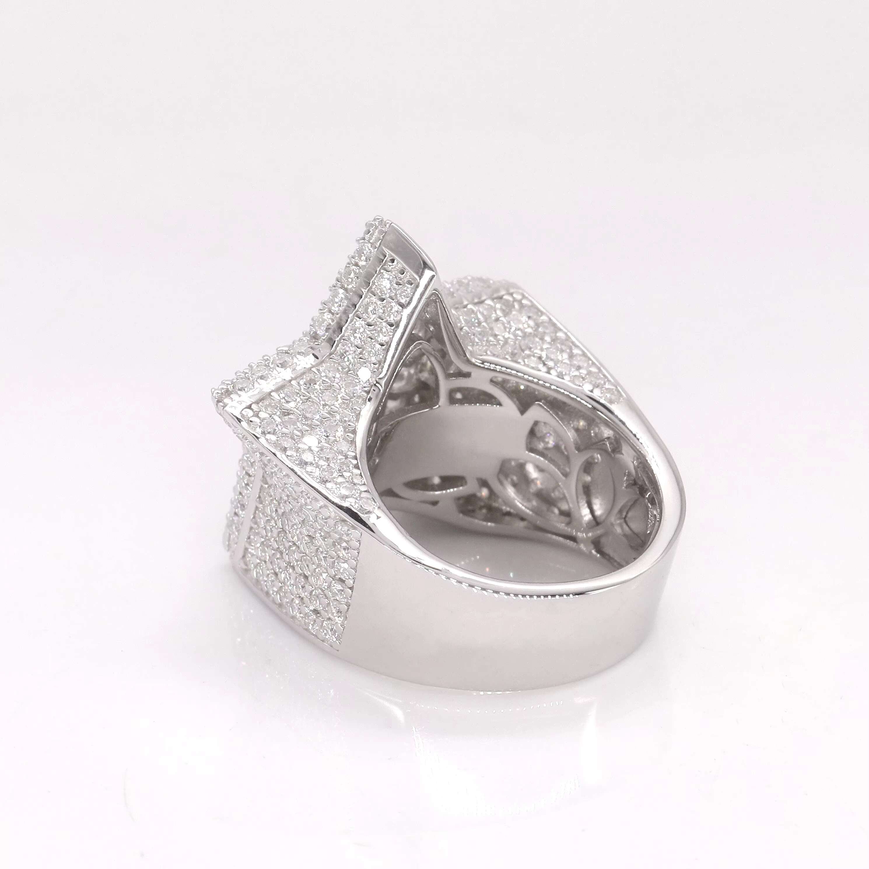 Factory Custom Luxury Hiphop Jewelry 925 Silver Moissanite Diamond Hip Hop Star Ring Iced Out Letter Ring Men