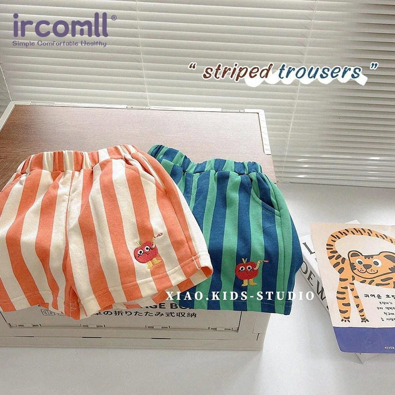 2pcs est Summer Trend Korean Style Toddler Boys Girls Shorts Elastic Band Short Pants Bottoms Stripes Kids Casual 250527