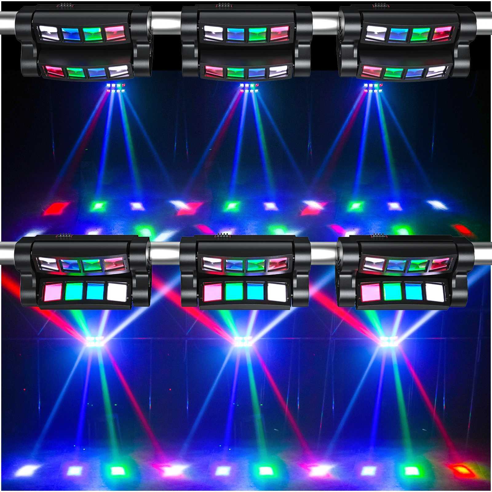Fieryzeal 2PCS Mini LED Spider Beam Stage Lighting 8x10W RGBW Moving Head Light DMX 512 Spider Light for DJ Nightclub KTV Party XJ250527