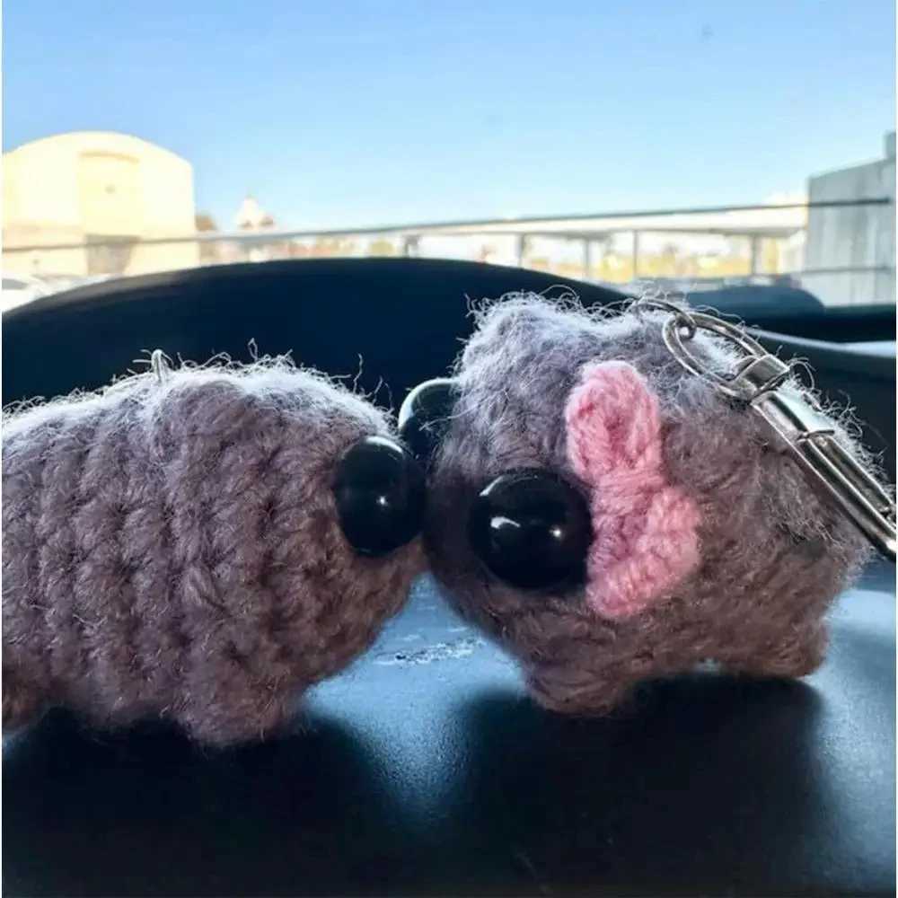 Sad Hamster Plush Toy Key Chain Funny Meme Creative Mouse Keychains For Women Girls Gifts Bagpack Pendant Accessories Jewelry W250526
