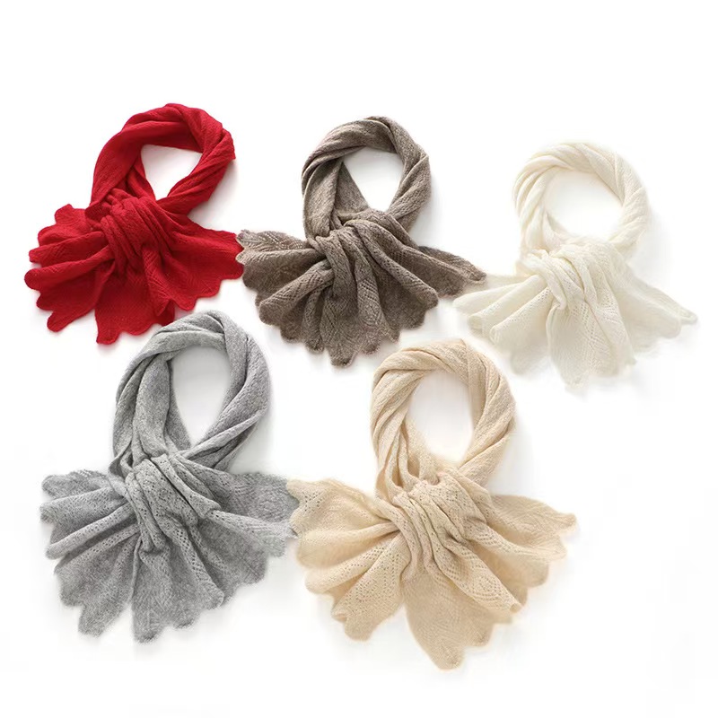 T814 autumn and winter new cashmere women's versatile fashion neck warm perforated knitted shawl solid color scarf