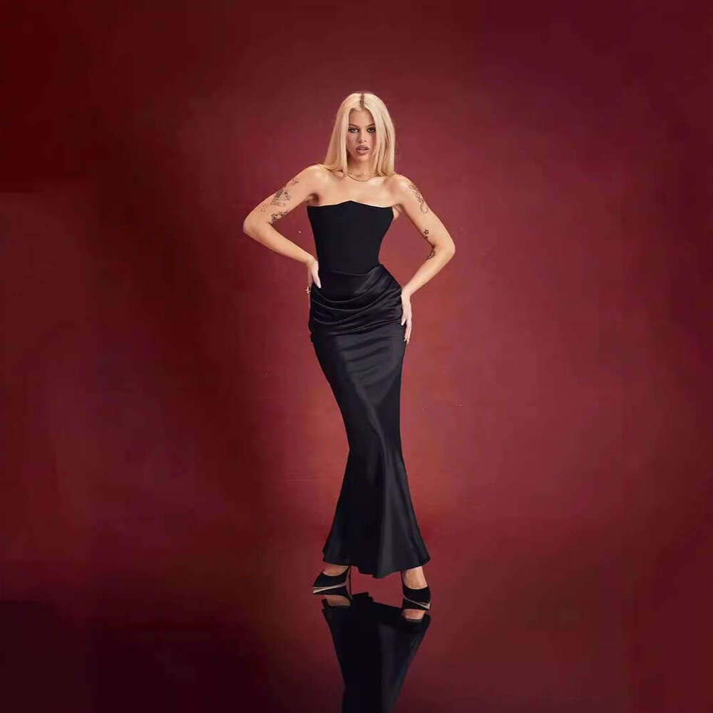 New Autumn Winter Fashion Women's Fashionable Strapless Sexy Backless Slim Evening Dress Women