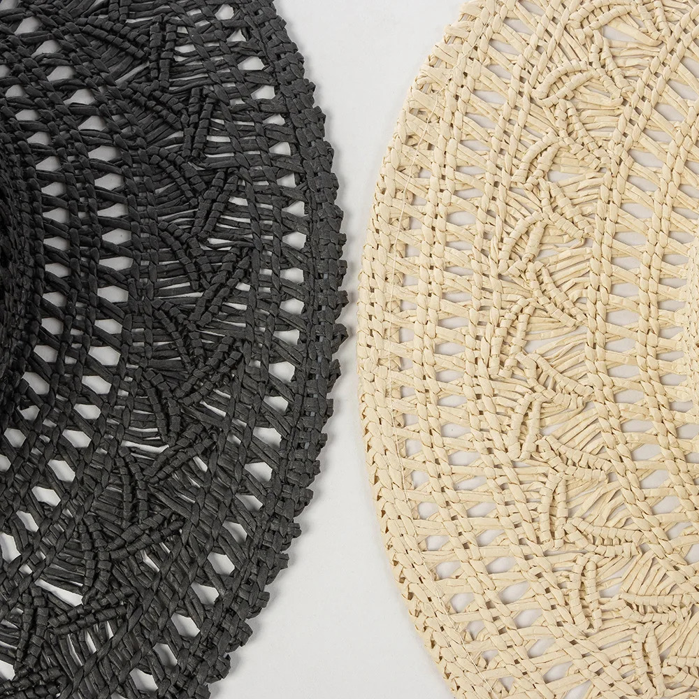USPOP Fashion casual hand-woven hollow pattern straw hat spring and summer ladies wide brim jazz hat outdoor sun hat 250526