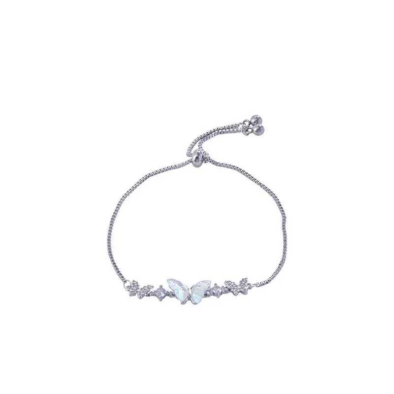 Colorful Zircon Butterfly Drawstring Bracelets For Women Lovely Bowknot Silver Color Adjustable Bracelets Jewelry Birthday Gifts W250526