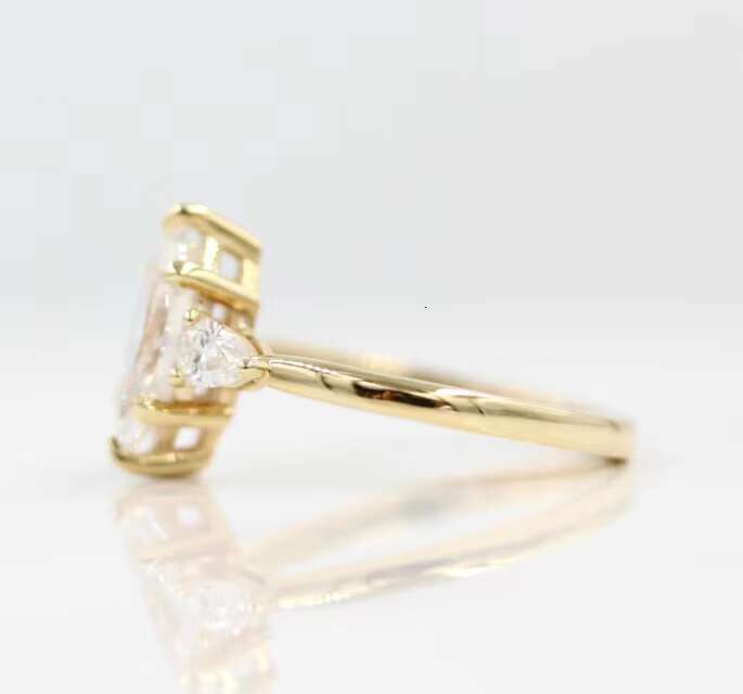 Solid 14K 18K Yellow Gold Marquise Cut Moissanite Wedding Ring Fine Jewelry Unique GRA Mossanite Statement Engagement Ring