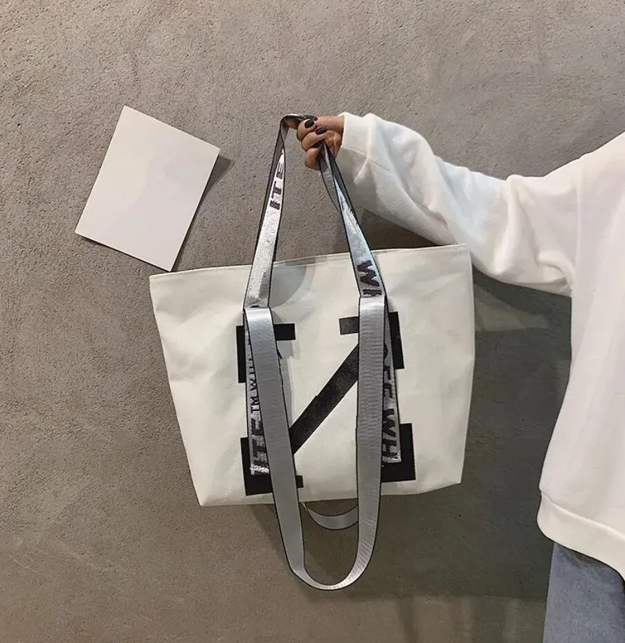 American Handbag Fashion Womens Bag White Portable Shopping Bag Leisure Canvas Totes Versatile One Shoulder Arrow Storage Bag BQD2505276