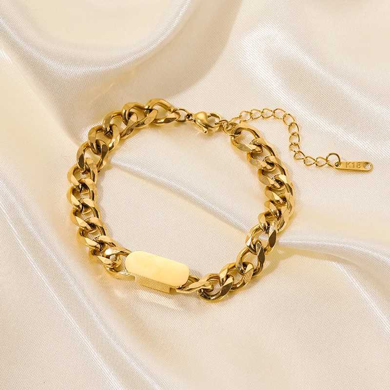 EILIECK 316L Stainless Steel Gold Color Bracelet for Women Simple Style Link Chain Bangle Trendy Fashion Non-fading Jewelry Gift W250526