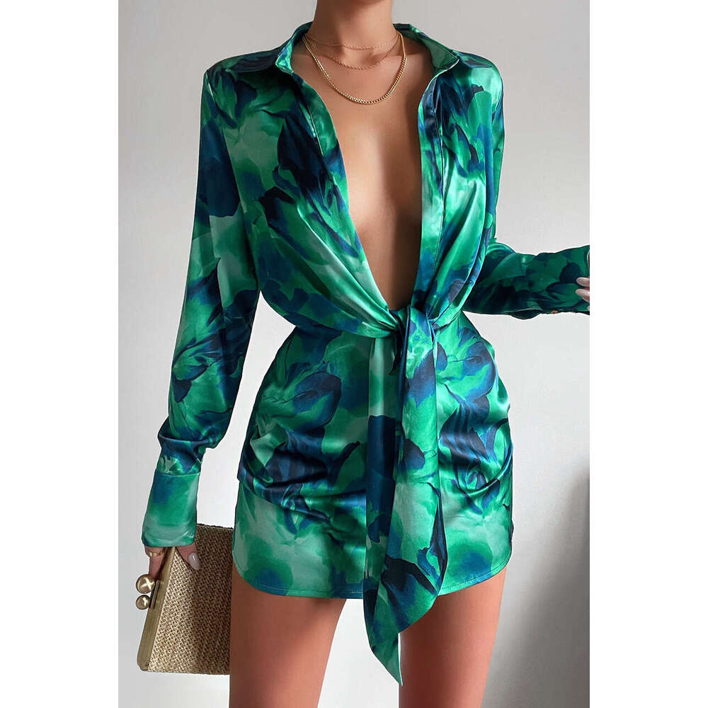 2025 Women's Fashion Unique Printed Shirt Dress