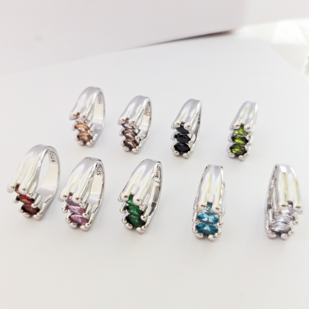 New Arrival Fashion Women Men Animal Bear Letter Heart Circle Stainless Steel Silver Gold White Blue Pink Green Zircon Stone Cartoon Rings Jewelry