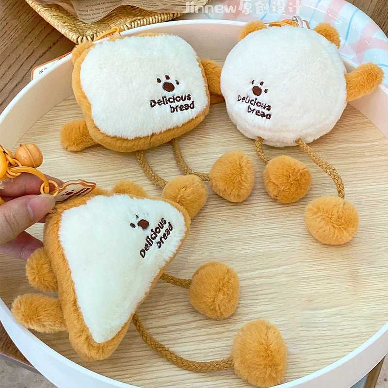Cute Plush Bread Bear Keychain Cartoon Bread Doll Keychains For Gifts Kawaii Keyring Creative Small Bear Bag Pendant Accessories W250526