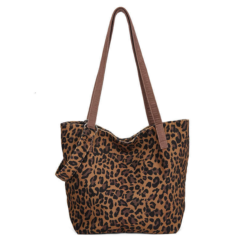 Korean INS Leopard Print Suede Fabric for Women Versatile Shoulder Large Capacity Fashion Casual Shopping Bag