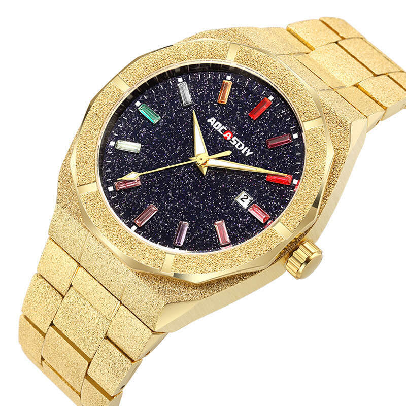 AOCASDIY Original Full Diamond Luxury Oak Tree Men's Watch with Genuine Luminous Waterproof Features