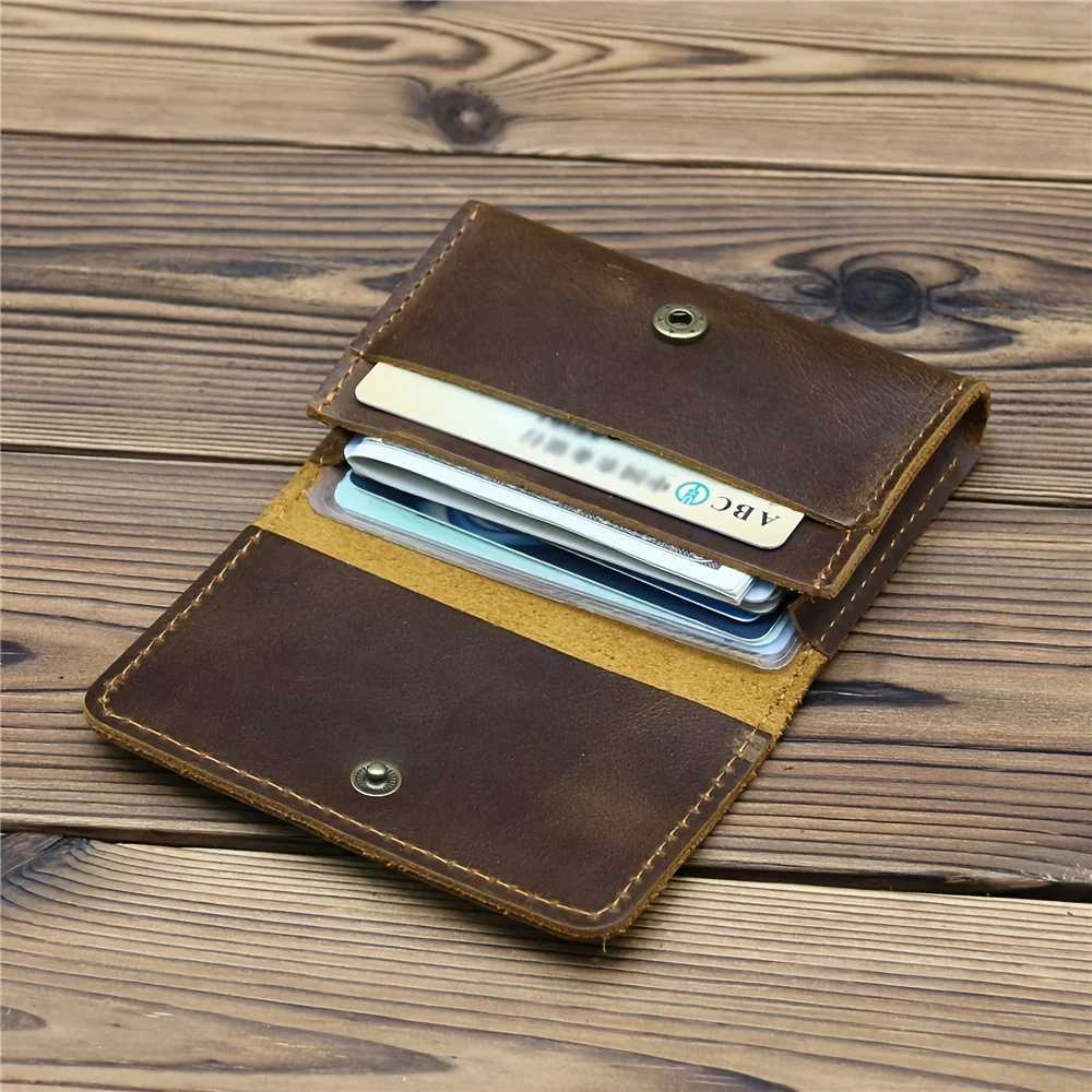 1pc Mens Genuine Leather Business Card Holder Case Small Card ID Holder Z250527