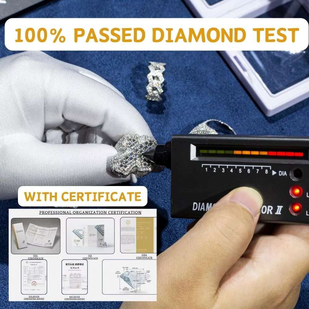 Trending Products 2025 Jewelry Moissanite Hip Hop Ring Collection 925 Silver Stripped Star Rings for Men Hip Hop Fine Jewelry