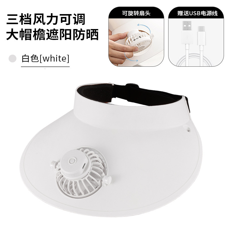 Designer's Sun Hatcross-border Lazy Portable Sun Hat With Small Fan Outdoor Sports Rechargeable Solar Fan Hat