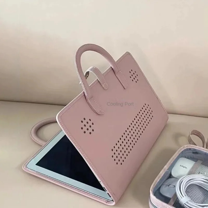 Shockproof PU Laptop SlEEve Pink with Handle Protective Case Laptop Protective Case for Macbook 250526