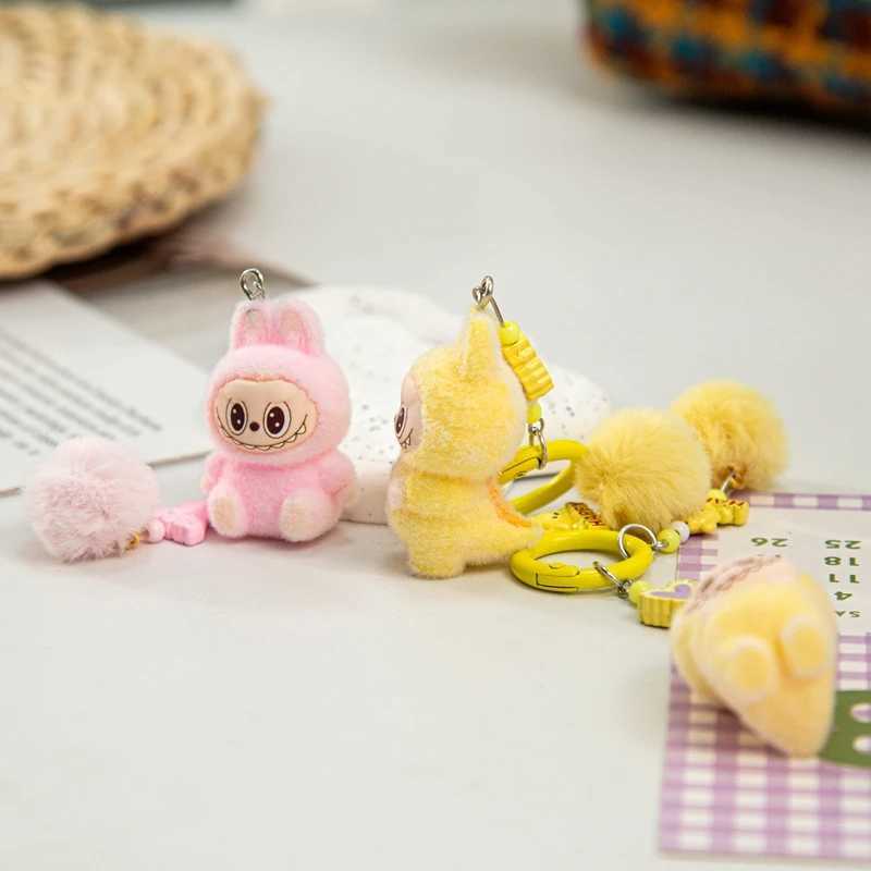 Kawaii Labubu Keychain Bag Cell Phone Charm Key Chain Cartoon Plush Labubu Backpack Hanging Pendants Students Kids Fridens Gifts W250526