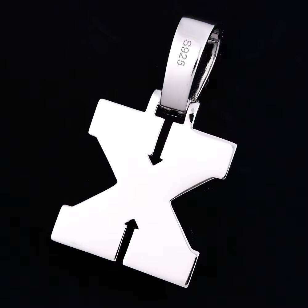 Shimmer Letter X Pendant Pearl Hip-Hop Jewelry Pure Sier Platinum Gold Plated Men's Certificate