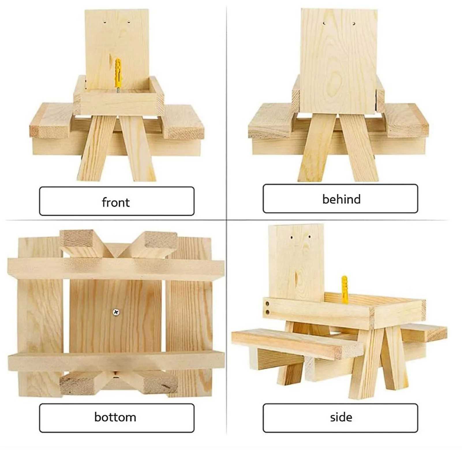 Squirrel Picnic Feeders For Outside Natural Squirrel Bench Feeding Table With Corn Cobs Holder For Backyard Garden C250527