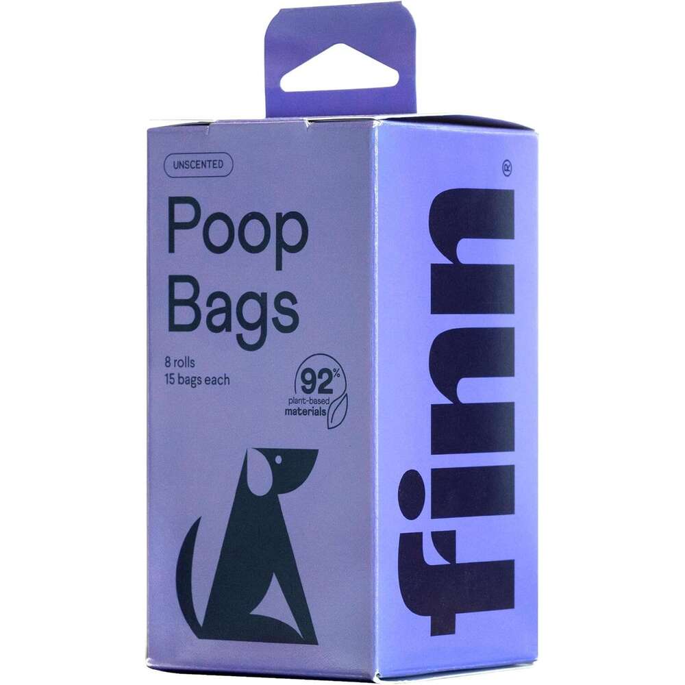 Finn Biobased Poop Bags USDA-Certified BioPreferred Product Made from 92% Plant-Based Materials / 8% PE | Unscented Dog Waste Bags, Set of 120