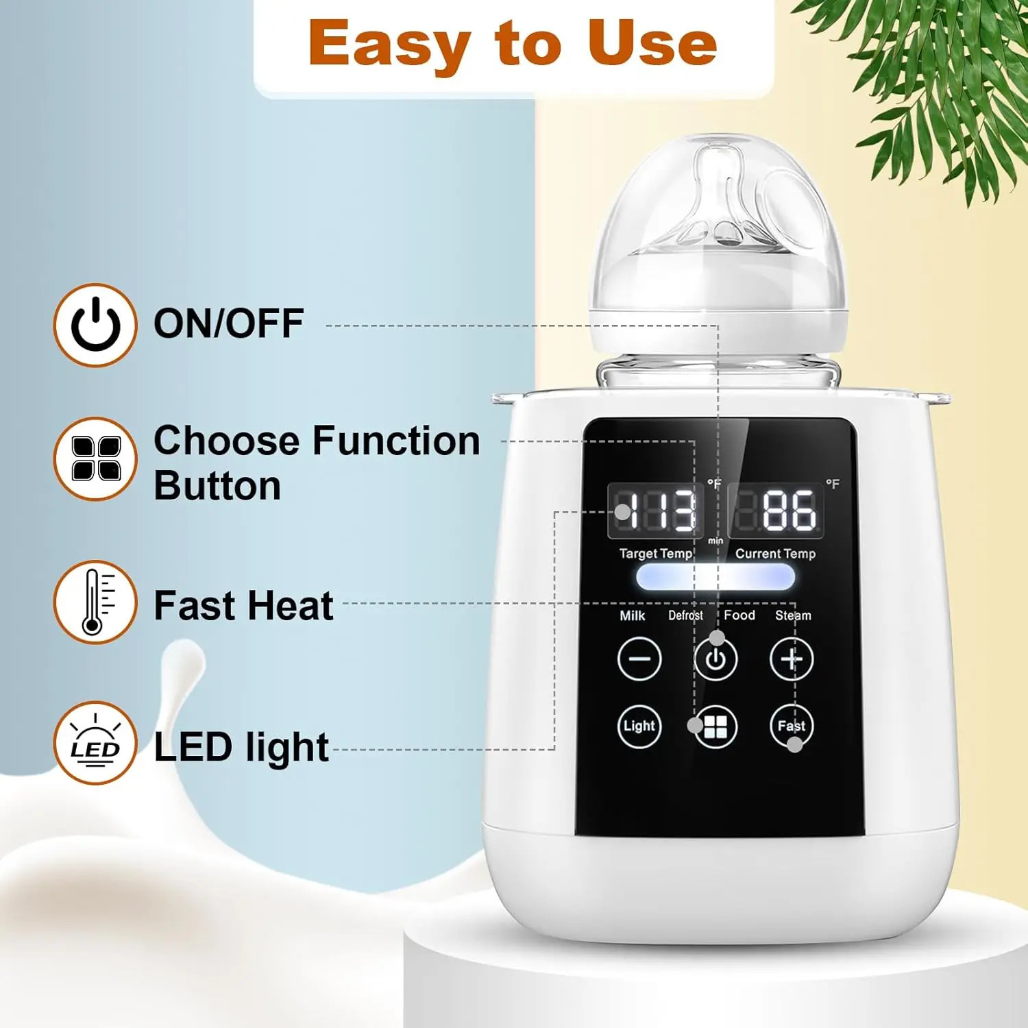 Baby Bottle Warmer Sterilizer 24 hour 6in1Multifuntion Breast Milk Accurate Temperature Control Heater 250527