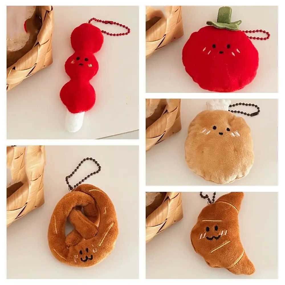 Creative Cartoon Food Plush Keychain Potato Croissant Tomato Plush Key Chain Plush Stuffed Toys Bag Pendant Hanging Accessory W250526