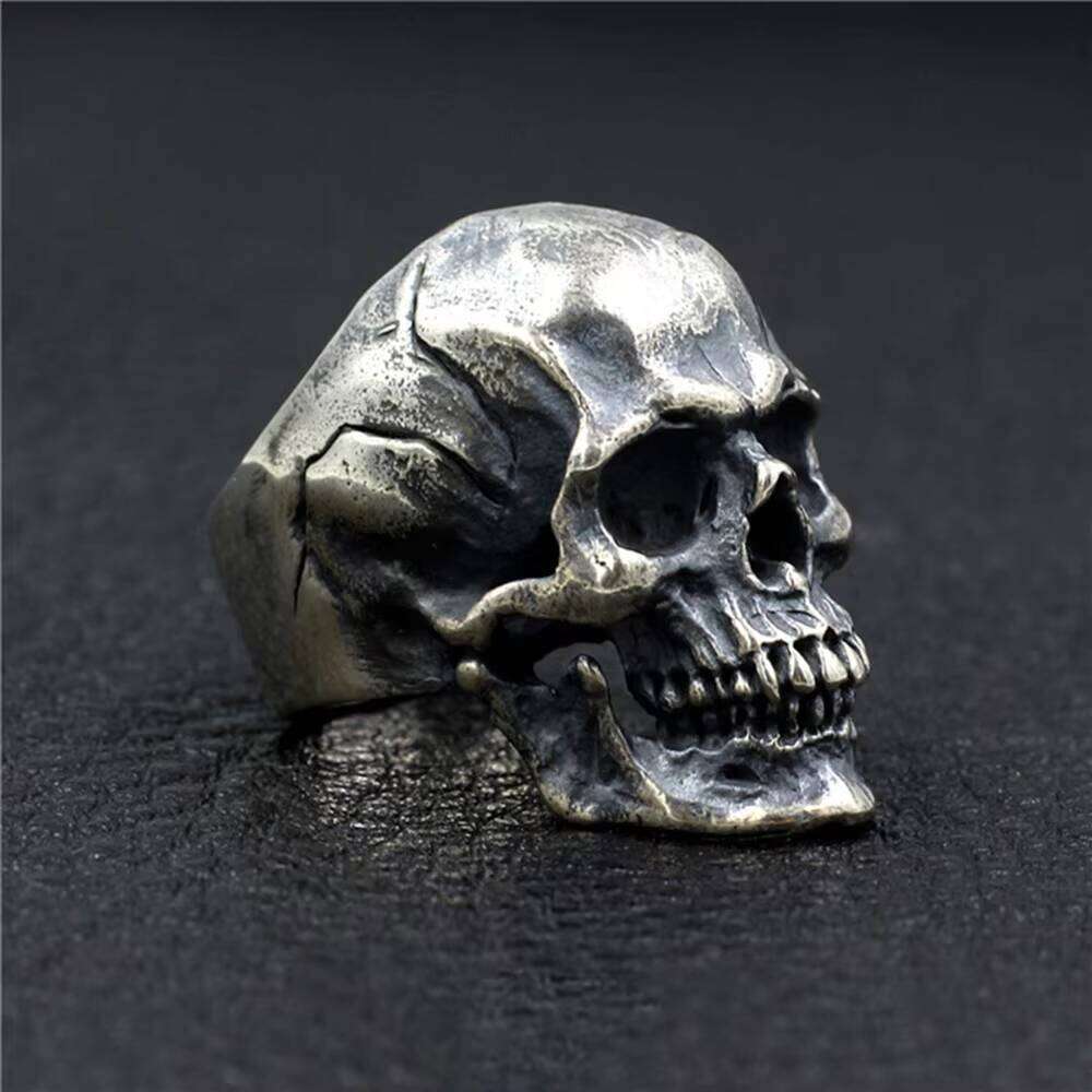Heavy Punk Skull for Men Real Sterling Sier Jewelry Motorcycle Biker Rings Skeleton Finger Band